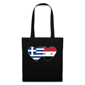 Greece Syria Flag Heart - Tote Bag - black - Front