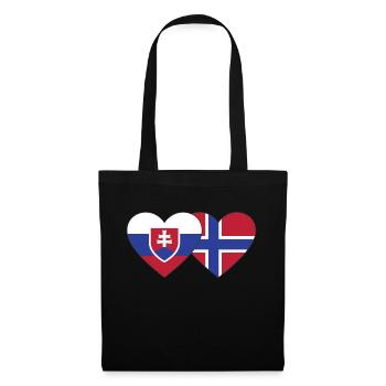 Slowakei Norwegen Flagge Herz - Stoffbeutel - Schwarz - Vorne
