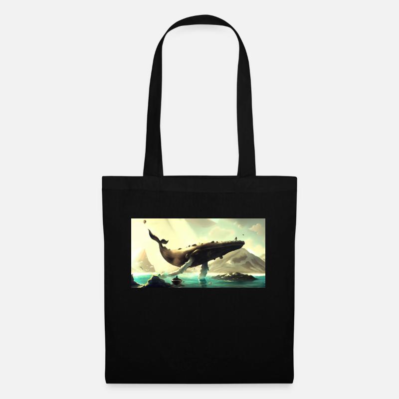 Baleine flottant dans le ciel - Sac en tissu - noir