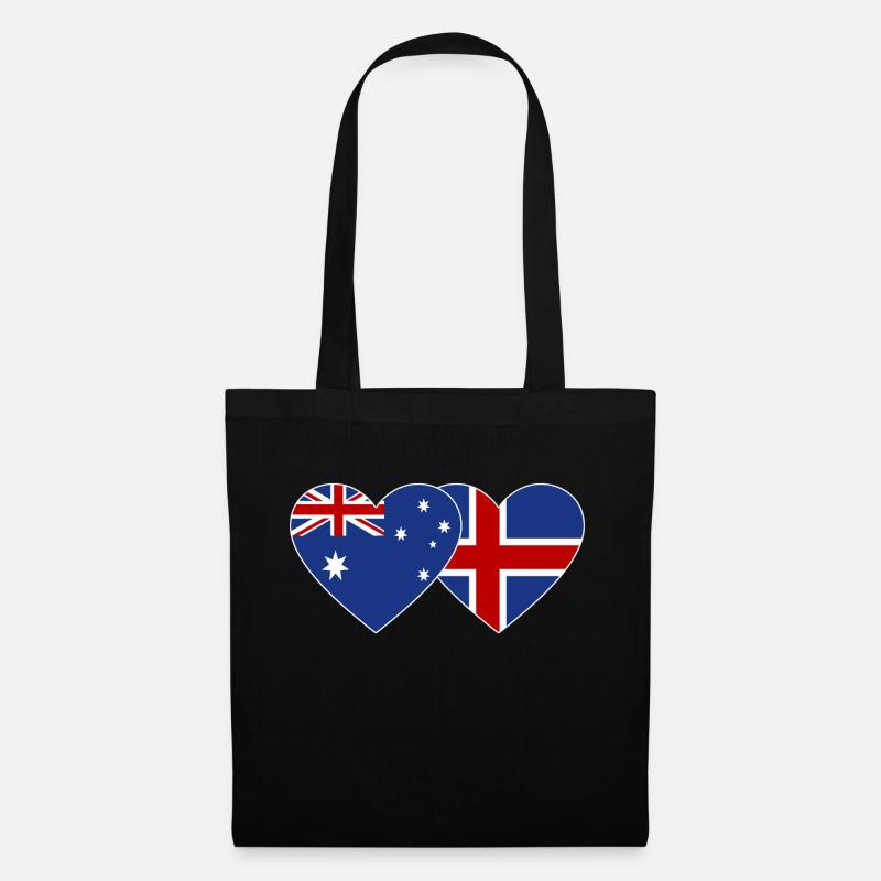 Australien Island Flagge Herz - Stoffbeutel - Schwarz