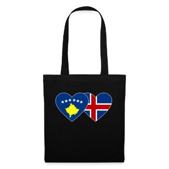 Kosovo Iceland Flag Heart - Tote Bag - black - Front