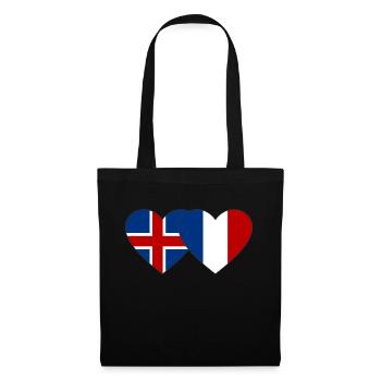 Islande France Flag Coeur - Sac en tissu - noir - Devant