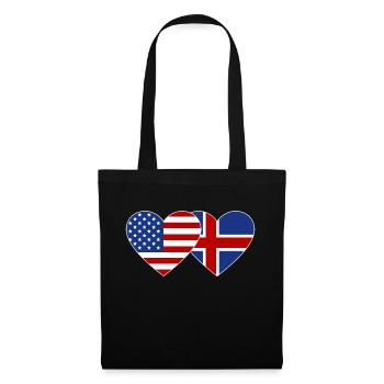 USA Island Flagge Herz - Stoffbeutel - Schwarz - Vorne