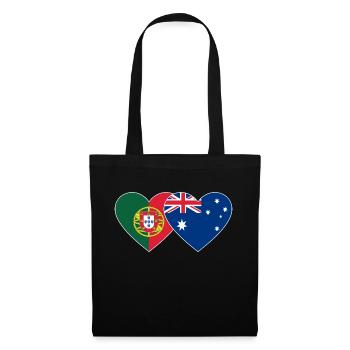 Portugal Australien Flagge Herz - Stoffbeutel - Schwarz - Vorne