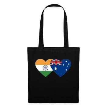 India Australia Flag Heart - Tote Bag - black - Front