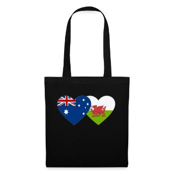 Australia Wales Flag Heart - Tote Bag - black - Front