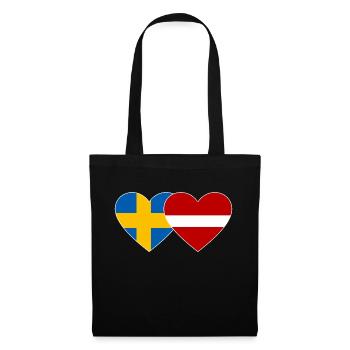 Sweden Latvia Flag Heart - Tote Bag - black - Front