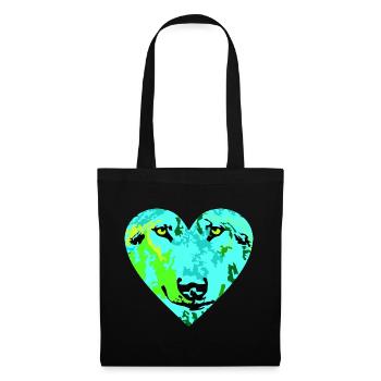 Heart Wolf Light 3 D Art - Sac en tissu - noir - Devant