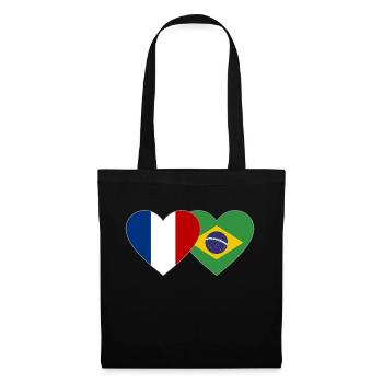 France Brésil Flag Coeur - Sac en tissu - noir - Devant