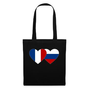 France Russie Flag Coeur - Sac en tissu - noir - Devant