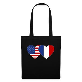 Drapeau USA France Coeur - Sac en tissu - noir - Devant
