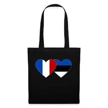 France Estonia Flag Heart - Tote Bag - black - Front