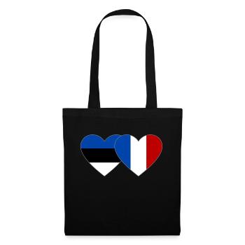 Estonie France Flag Coeur - Sac en tissu - noir - Devant