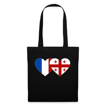 France Géorgie Flag Coeur - Sac en tissu - noir - Devant