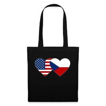 USA Tschechien Flagge Herz - Stoffbeutel - Schwarz - Vorne