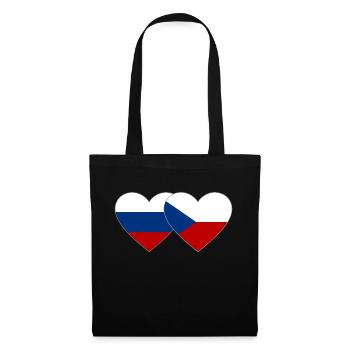 Russland Tschechien Flagge Herz - Stoffbeutel - Schwarz - Vorne