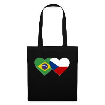 Brasilien Tschechien Flagge Herz - Stoffbeutel - Schwarz - Vorne