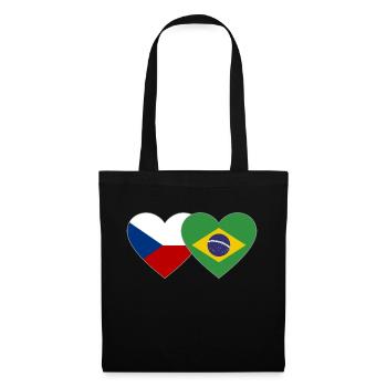 République tchèque Brésil Flag Heart - Sac en tissu - noir - Devant