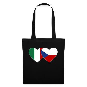 Italien Tschechien Flagge Herz - Stoffbeutel - Schwarz - Vorne