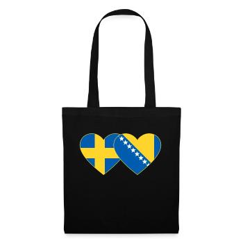 Suède Bosnie Flag Heart - Sac en tissu - noir - Devant