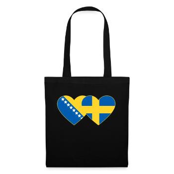 Bosnien Schweden Flagge Herz - Stoffbeutel - Schwarz - Vorne