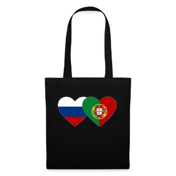 Russia Portugal Flag Heart - Tote Bag - black - Front