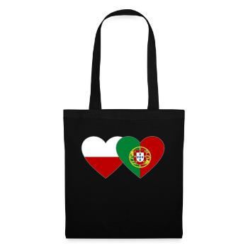 Pologne Portugal Drapeau Coeur - Sac en tissu - noir - Devant