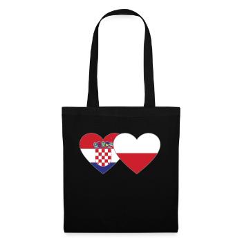Croatie Pologne Drapeau Coeur - Sac en tissu - noir - Devant