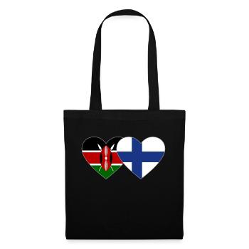 Kenya Finlande Flag Heart - Sac en tissu - noir - Devant