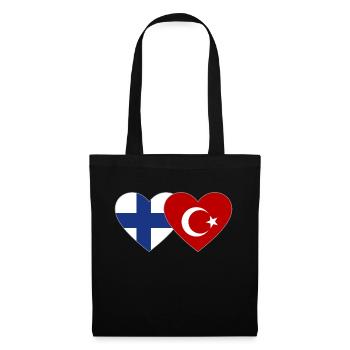 Coeur de drapeau Finlande Turquie - Sac en tissu - noir - Devant