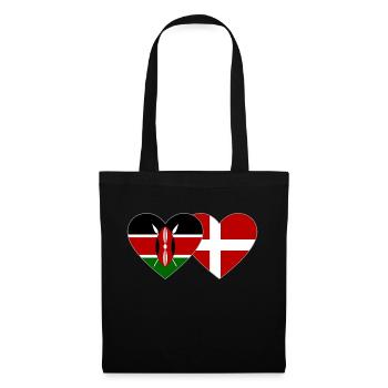 Kenya Danemark Flag Heart - Sac en tissu - noir - Devant