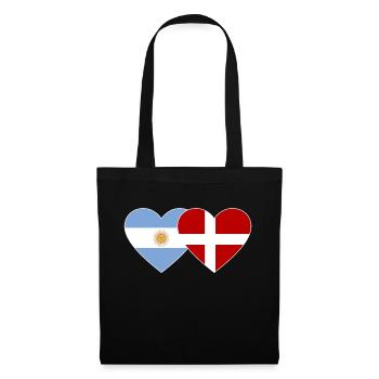 Argentina Denmark Flag Heart - Tote Bag - black - Front
