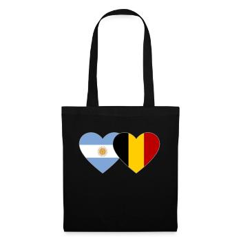 Argentine Belgique Drapeau Coeur - Sac en tissu - noir - Devant