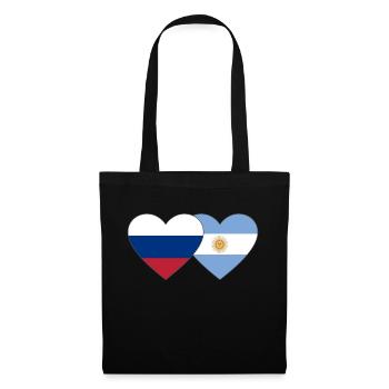 Russia Argentina Flag Heart - Tote Bag - black - Front