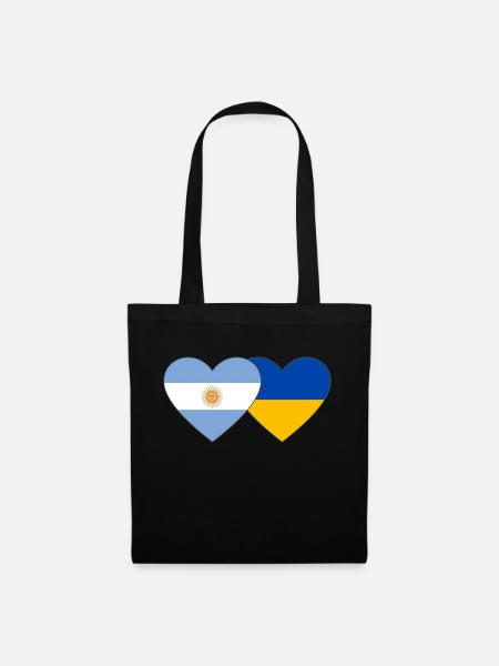 Argentinien Ukraine Flagge Herz - Stoffbeutel - Schwarz