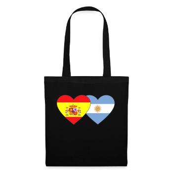 Spanien Argentinien Flagge Herz - Stoffbeutel - Schwarz - Vorne
