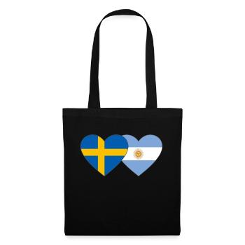 Schweden Argentinien Flagge Herz - Stoffbeutel - Schwarz - Vorne