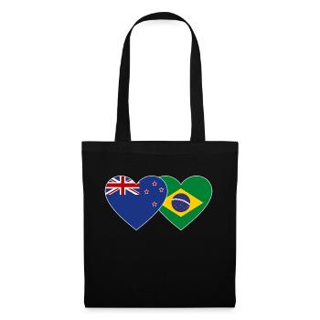 Nouvelle-Zélande Brésil Flag Heart - Sac en tissu - noir - Devant