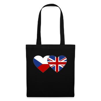 République tchèque Angleterre Flag Heart - Sac en tissu - noir - Devant