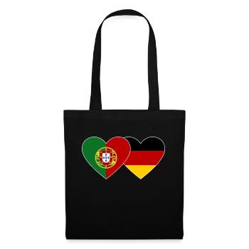 Portugal Allemagne Flag Heart - Sac en tissu - noir - Devant