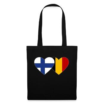 Finlande Belgique Drapeau Coeur - Sac en tissu - noir - Devant
