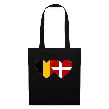 Belgium Denmark Flag Heart - Tote Bag - black - Front