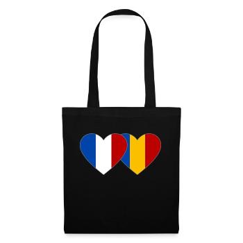 France Roumanie Flag Coeur - Sac en tissu - noir - Devant