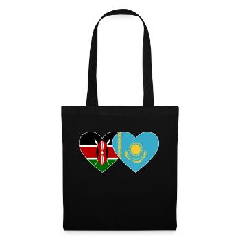 Kenia KasachstanFlagge Herz - Stoffbeutel - Schwarz - Vorne