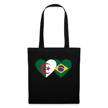 Algérie Brésil Flag Coeur - Sac en tissu - noir - Devant