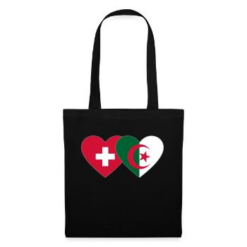 Schweiz Algerien Flagge Herz - Stoffbeutel - Schwarz - Vorne