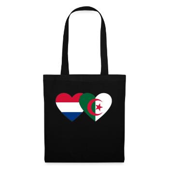 Holland Algerien Flagge Herz - Stoffbeutel - Schwarz - Vorne