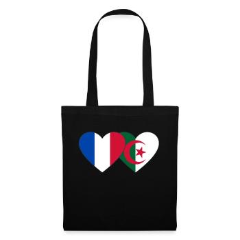 Frankreich Algerien Flagge Herz - Stoffbeutel - Schwarz - Vorne