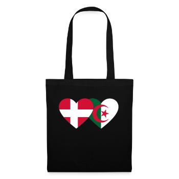 Dänemark Algerien Flagge Herz - Stoffbeutel - Schwarz - Vorne