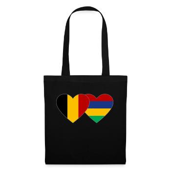 Belgium Mauritius Flag Heart - Tote Bag - black - Front